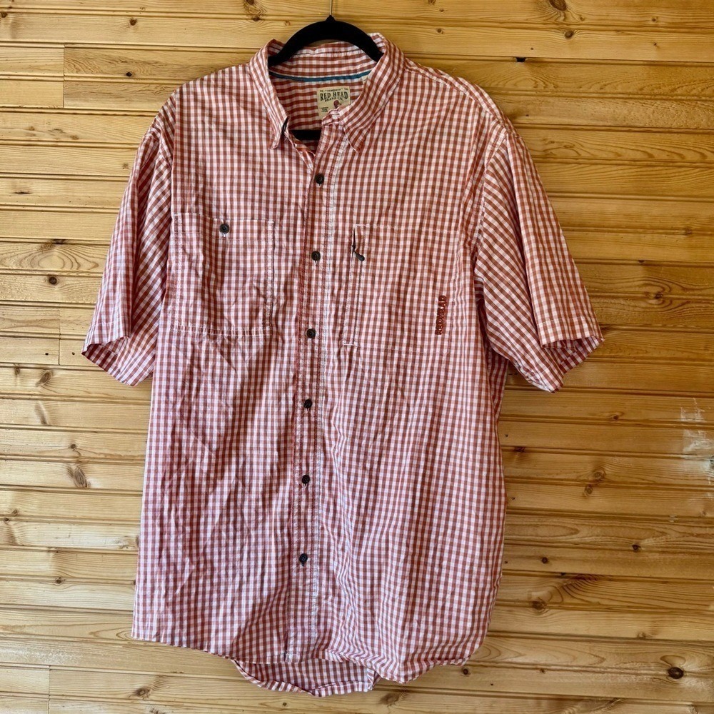 RedHead Gingham Tomato Red Cotton Short Sleeve 2XL Preppy Nashville Southern